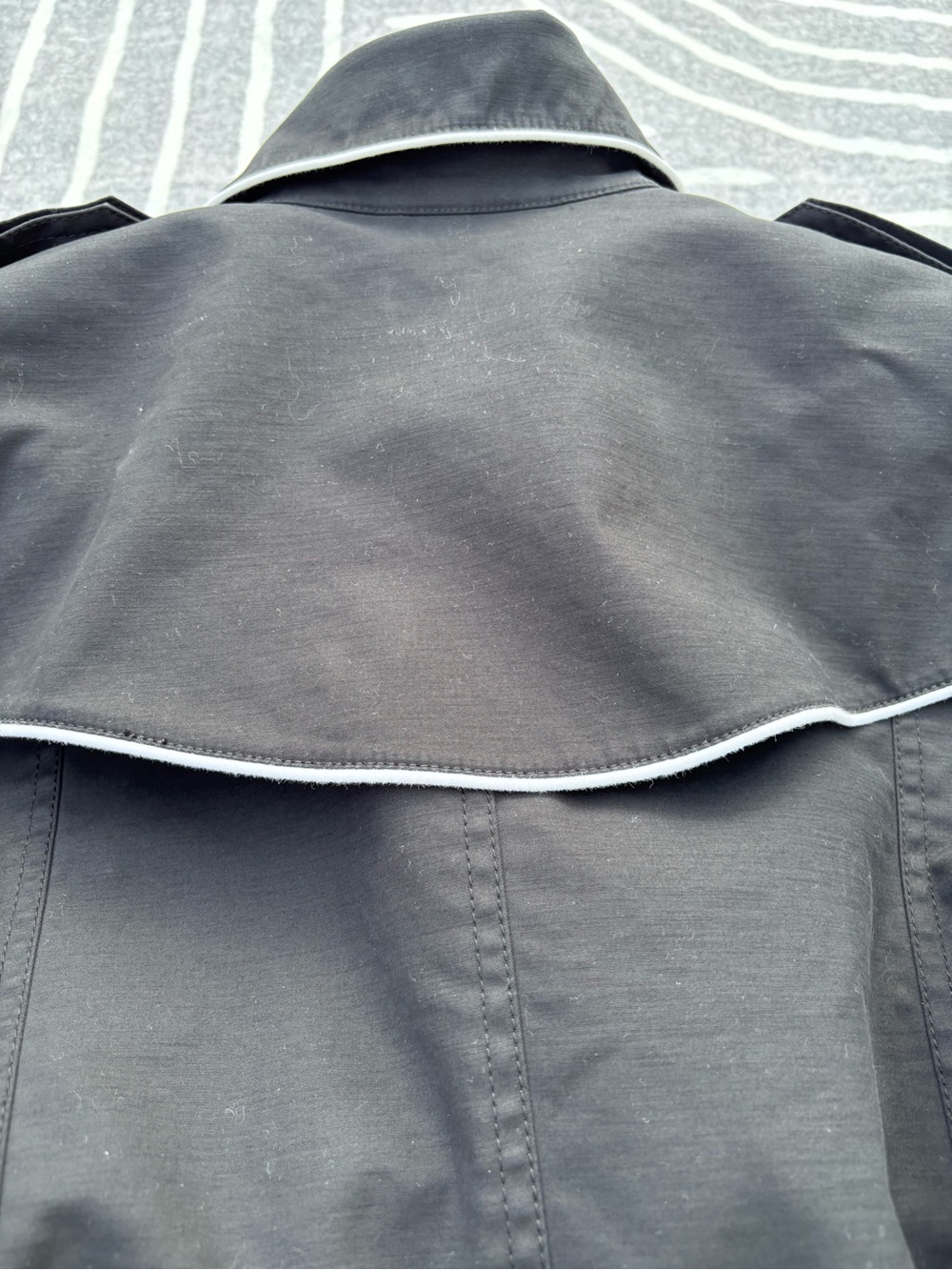 Jones New York Trench Coat, Black and White, Double-Breasted, Belted, Large - Picture 6 of 15